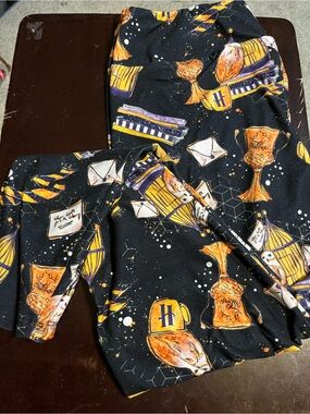 Women’s Black Leggings with Gold & Purple Magical Print